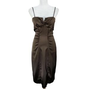 Vintage Cache Dark Olive Green Short Formal Sheath Dress - Women's Size 8